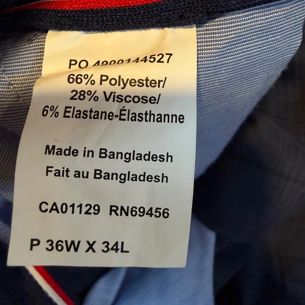 Tommy Hilfiger TH Flex Tate-TH Blue Plaid Dress Pants Men 36W x 34L TTEAPH6A0382